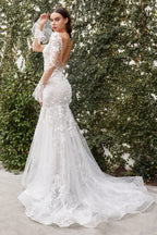 Sheer Sleeves Long Wedding Dress