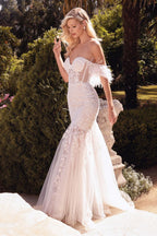 Shimmering Off Shoulder Mermaid Wedding Gown