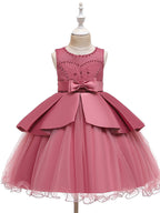 Short A-Line Tulle Satin Jewel Neck Wedding Party Communion Dresses