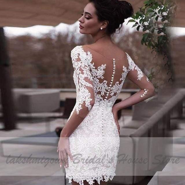 NumberSea Short Wedding Dress Vintage Lace Bridal Gown Beach Wedding Dresses