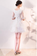 Short Lace Ruffled Party Dress Homecoming Dresses With Half Sleeves