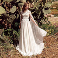 NumberSea Simple Beach Boho Wedding Dresses with Cape Open Back Lace