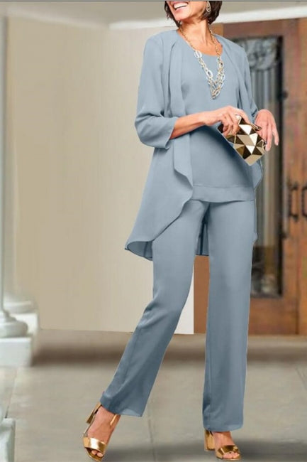 Simple Chiffon Mother Of The Bride Dresses Royal Blue Bridesmaid Jumpsuit