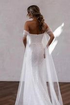 Simple Off-the-shoulder Glitter Mermaid Wedding Dresses