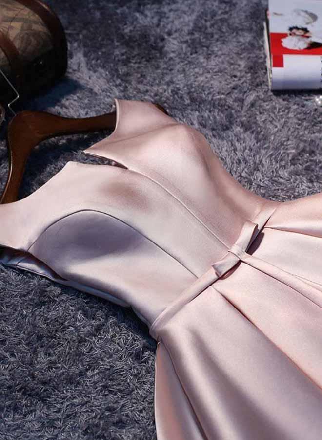 Simple A line Satin Short Prom Dress Homecoming Dress