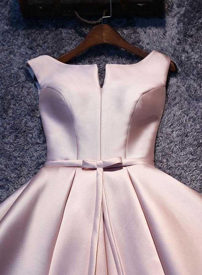 Simple A line Satin Short Prom Dress Homecoming Dress
