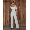 NumberSea Simple Satin Wedding Dresses Jumpsuits Off The Shoulder