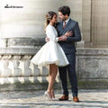 NumberSea Simple Short Beach Wedding Dress with Sleeves