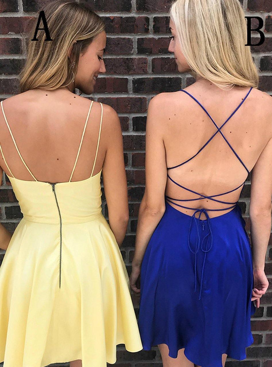 Simple Spaghetti Strap Short Homecoming Dress