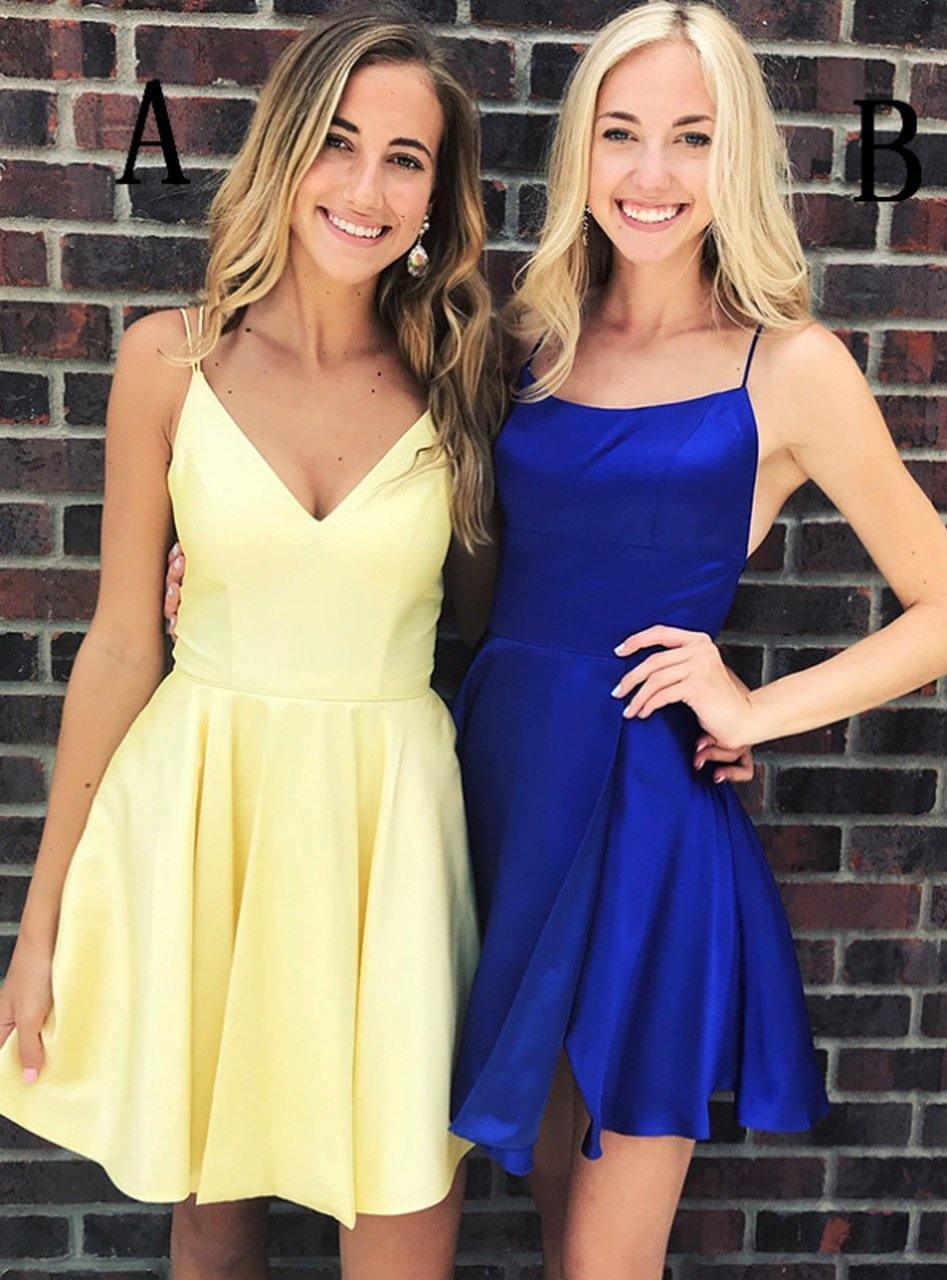 Simple Spaghetti Strap Short Homecoming Dress