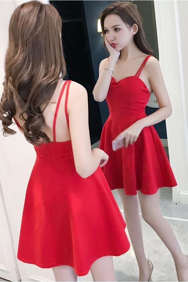 Simple Straps Sweetheart Satin Homecoming Dresses Party Dresses