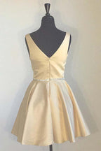 Simple Homecoming Dresses Broad Strap V Neck Beaded