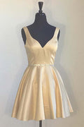 Simple Homecoming Dresses Broad Strap V Neck Beaded