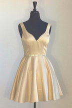 Simple Homecoming Dresses Broad Strap V Neck Beaded