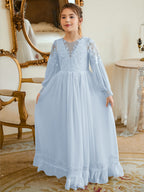 A-line Chiffon Floor-length Ivory First Communion Dress