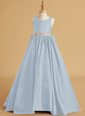 Ball-Gown/Princess Satin Sweep Train Flower Girl Dress