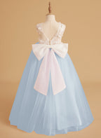 Dream Princess Sleeveless Detachable Train Flower Girl Dress