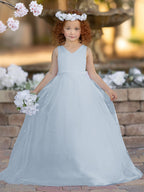 Elegant Princess Ball Gown Satin & Tulle Flower Girl Dress