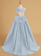 Ball-Gown/Princess Satin Sweep Train Flower Girl Dress
