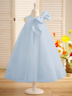 A-line Big Bow Tulle Tea-length Toddler Flower Girl Dress