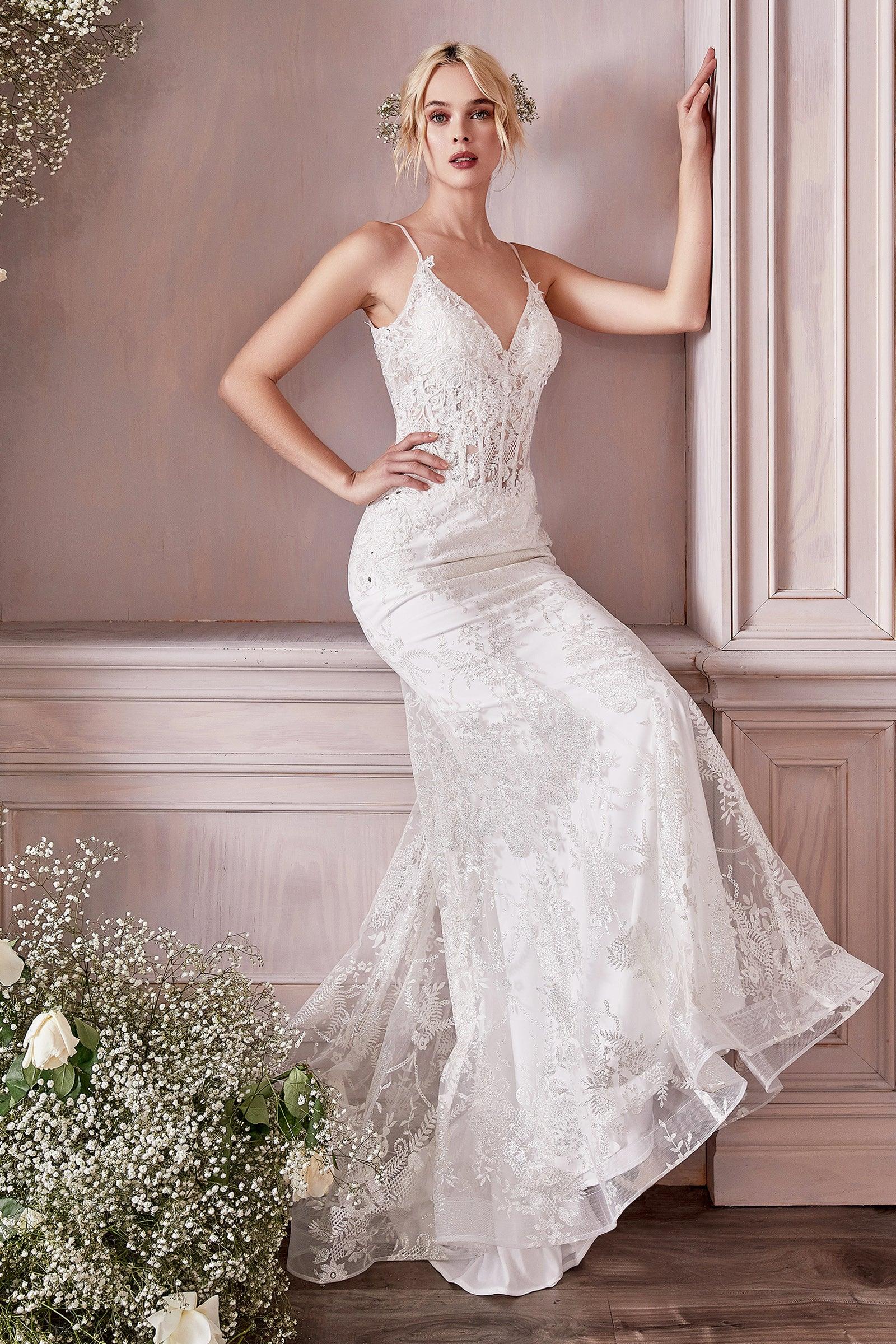 Spaghetti Strap Long Lace Wedding Dress