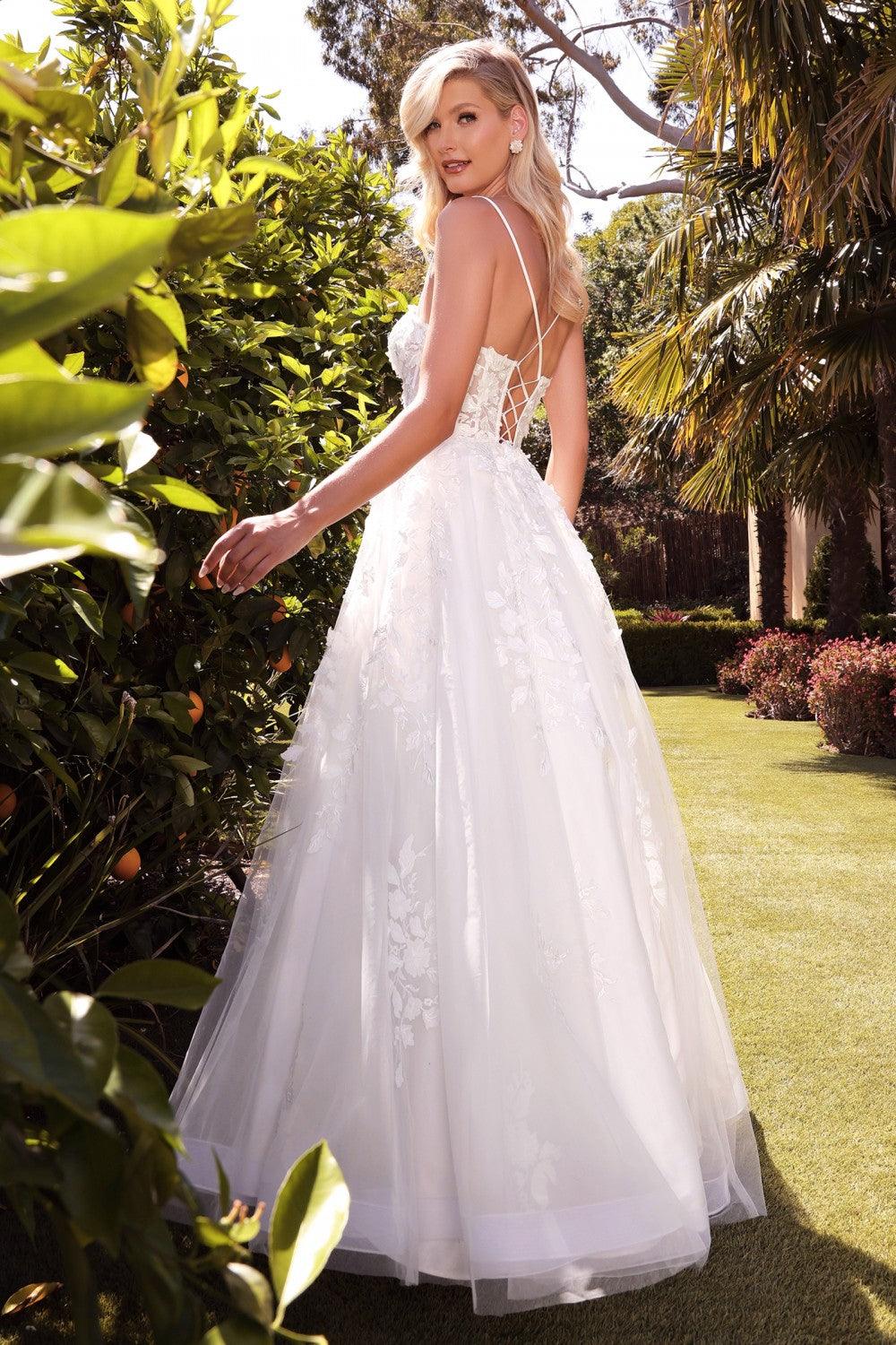 Spaghetti Strap Long Lace Wedding Gown