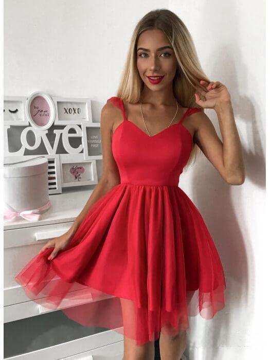 Spaghetti Strap Short Prom Dress Mini  Homecoming Dress