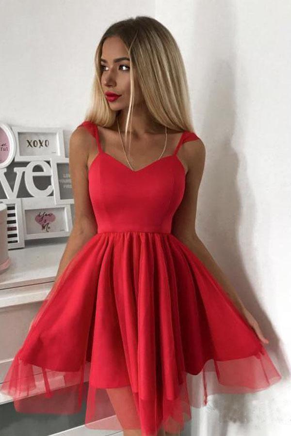Spaghetti Strap Short Prom Dress Mini  Homecoming Dress