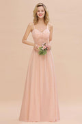 Spaghetti Straps Aline Bridesmaid Dress Sweetheart  Chiffon Swing Evening Dress
