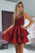 Spaghetti Straps Appliqued Homecoming Dresses With Beading