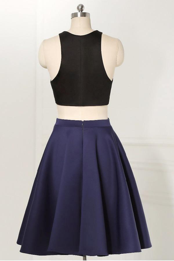 Straight Two Piece Sleeveless Knee-Length Homecoming Dress