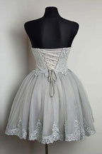 Strapless Sweetheart Neck Homecoming Dresses Lace Appliqued