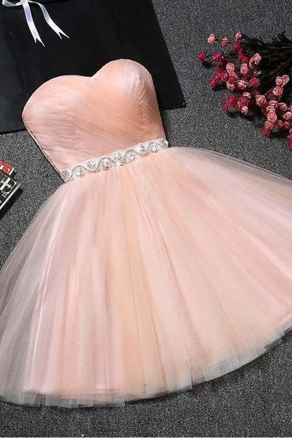 Strapless Sweetheart Neck Homecoming Dress Short Prom Dresses