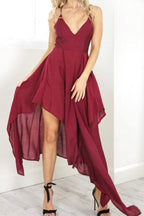 Straps V Neck  High Low Party Dress Homecoming Dresses