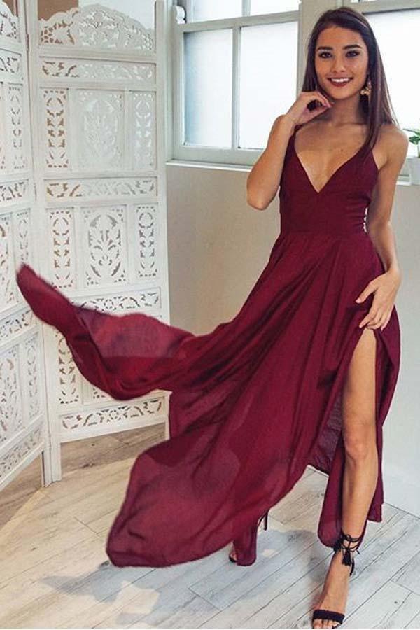 Straps V Neck  High Low Party Dress Homecoming Dresses