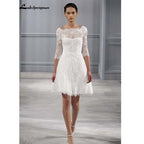 NumberSea Summer Short Wedding Dresses With 3/4 Sleeves Knee length