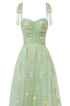 Sweetheart Neck Floor Length Tulle Embroidery Floral Prom Dress