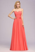 Sweetheart Sleeveless Ruffle Evening Swing Dress Chiffon aline Bridesmaid Dress