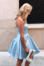 Sweetheart Strapless  Short Homecoming Dress with Pockets