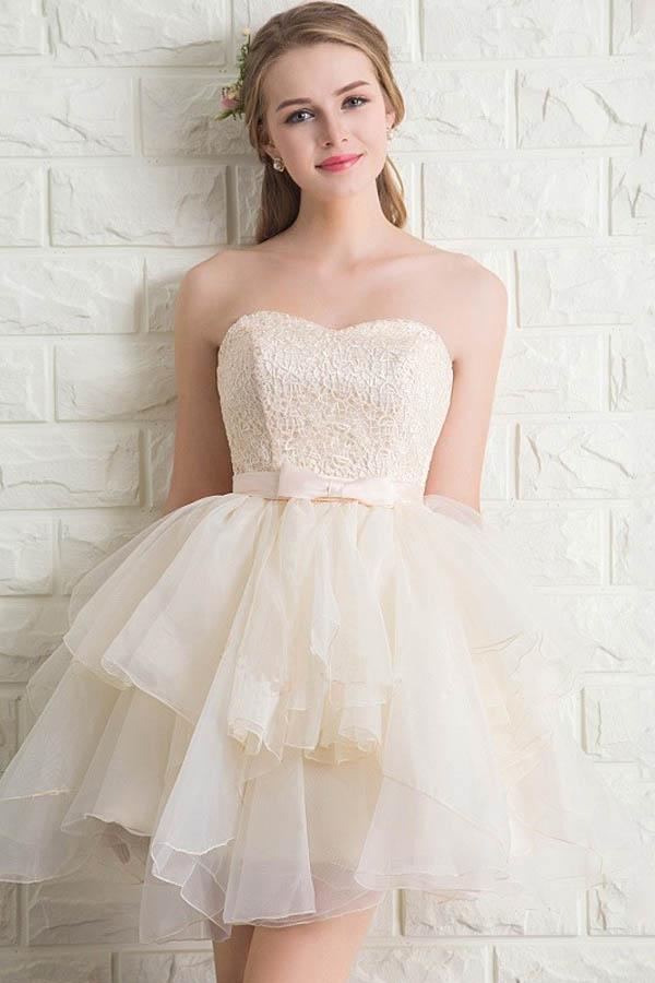 Sweetheart Tulle Lace Homecoming Dresses Short Prom Dresses
