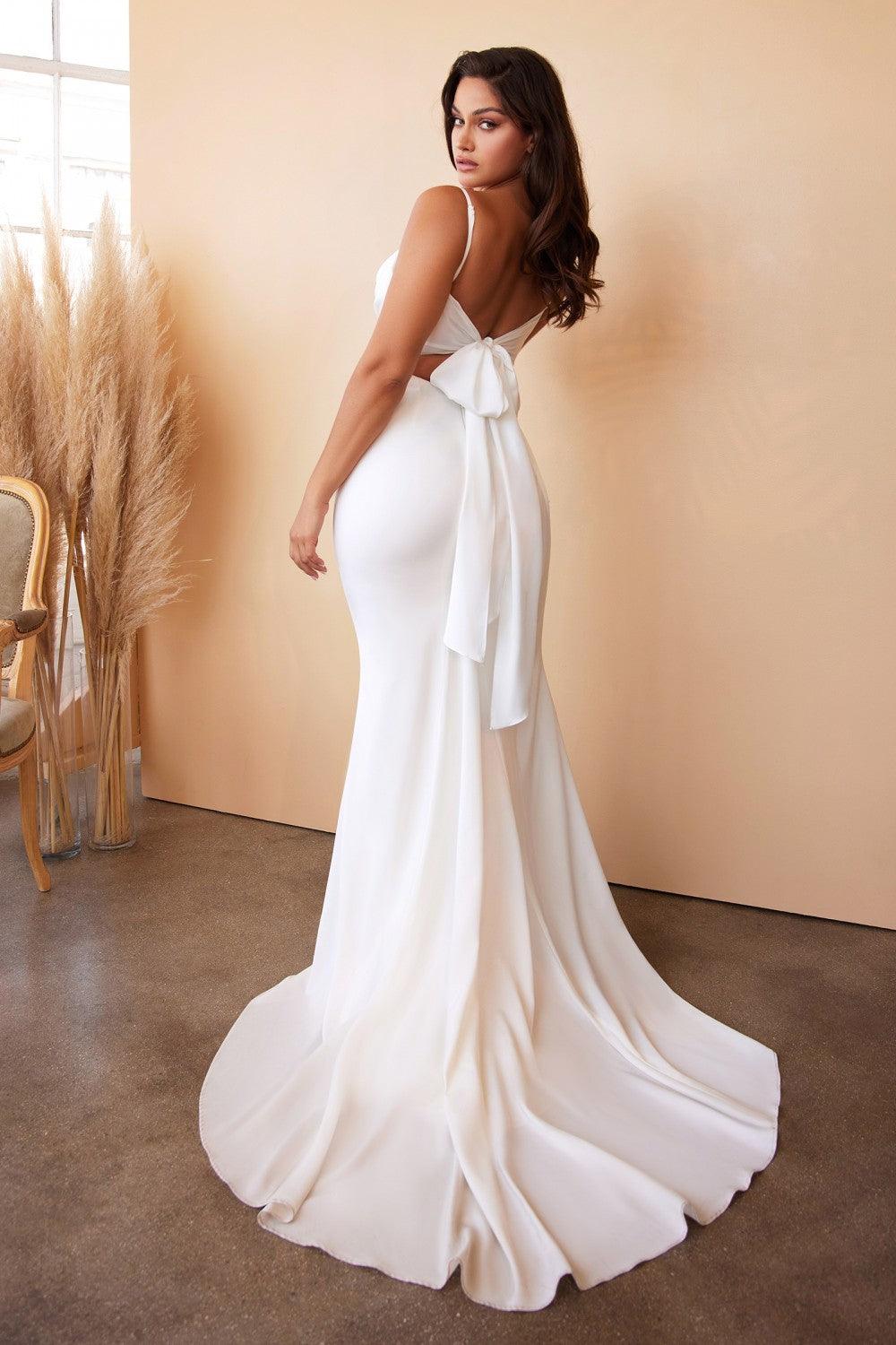 Tie Back Mermaid Wedding Dress