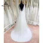 NumberSea trouwjurk Vintage Long Sleeve Lace Tulle Wedding Dress Backless Sweep Train Beach Wedding Gown vestido de novia robe femme 2025