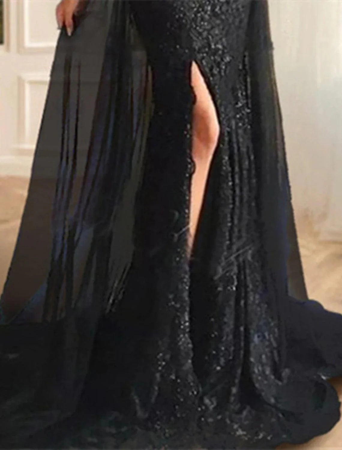 Mermaid Evening Gown Floral Carnival Dress Formal Wedding Sweep / Brush Train Long Sleeve Off Shoulder Fall Wedding Reception Chiffon with Slit Appliques