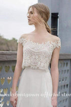 NumberSea Two Piece  Wedding Dresses Lace Appliques Bodice