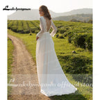 NumberSea Two Pieces Short Sleeve O Neck Wedding Dresses Elegant