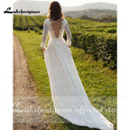 NumberSea Two Pieces Short Sleeve O Neck Wedding Dresses Elegant