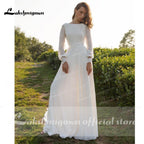 NumberSea Two Pieces Short Sleeve O Neck Wedding Dresses Elegant