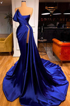 Unique Royal Blue Mermaid Prom Dress With Split On Sale Long