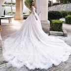 NumberSea V-Neck A Line Lace Wedding Dresses