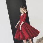 V Neck Half Sleeves  Lace Homecoming Dress Short Prom Dress